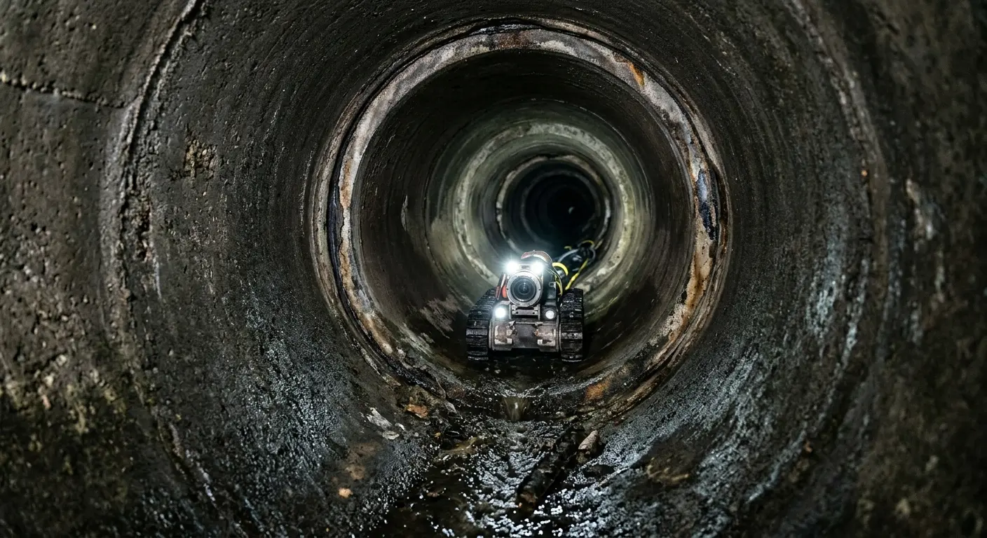Robotic sewer camera inspecting pipe interior for Drain Snake Service in Pine